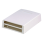 Caja de Montaje en Superficie, con Accesorio para Resguardo de Fibra Óptica, para 12 Módulos Mini-Com, Color Blanco