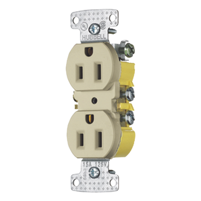 Receptáculo Dúplex Residencial / 15A / 125V / 2 Polos 3 Hilos / NEMA 5-15R / 0.93' Profundidad / 4.19' Alto / 1.52' Ancho
