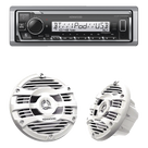 Kit Estéreo Marino Bluetooth / 50 W RMS por Canal / Bocinas 6.5' (16.5 cm) / Tweeter 1' (2.54 cm) / Ecualizador 13 Bandas / USB y Auxiliar Frontal
