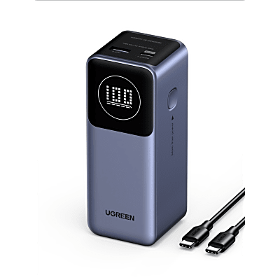 Power Bank de 12000mAh | 2 Salidas 100W Max. | USB-A + 1 USB-C | PD 3.0 | QC3.0 | FCP | SCP | Pantalla Inteligente | Carcasa Ignifuga | Color Gris | Incluye Cable USB de 50cm | Carga tu Laptop de M