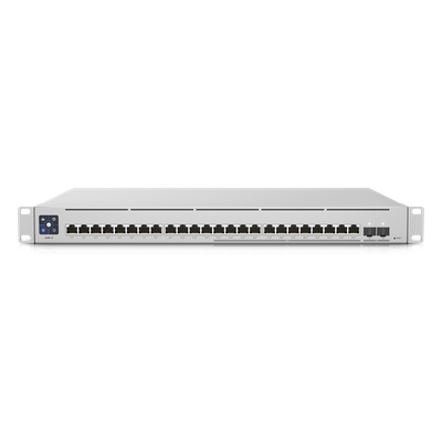 UniFi Switch Empresarial Capa 3 de 24 puertos PoE 802.3af/at (12 puertos 2.5G y 12 puertos 1G) + 2 puertos 1/10G SFP+, 400W, pantalla informativa