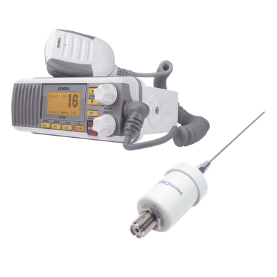 Kit de radio UM385 | mas antena marina de fibra de vidrio TX-1600-SYS