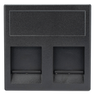 Módulo de Placa Plana / 2 Espacios Jack Keystone RJ45 / Guardapolvo Integrado / 45 × 45 mm / Acabado Grafito RAL 7021 / Cajas Teleblock y Ofiblock