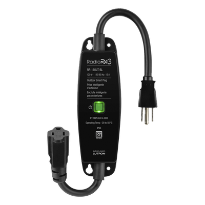 Interruptor de enchufe para exteriores on/off, resistente a la intemperie IP66, 15 A en iluminación o 1/2 HP en motores, sistema RadioRA 3