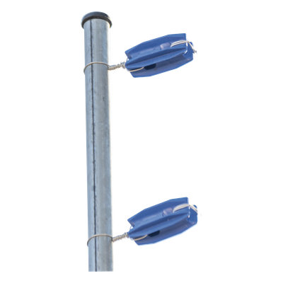 Aislador Azul de Esquina para Cercos Eléctricos / 18 kV / Resinas Vírgenes / Resistencia 7.5-10.2 kg / Anti UV / 66 mm x 31.6 mm