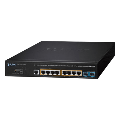 Switch AV Administrable Capa 2/ Compatible con Dante / 4 Puertos Gigabit PoE++ 802.3bt 95W + 4 Puertos Gigabit PoE+ 802.3at 32W + 2 Puertos 10G SFP+ / Presupuesto PoE 240W / Dual UI Pro AV y Standa