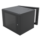 Gabinete Abatible de Pared (Con Marco Trasero) con Rack 19\" de 12 Unidades. Ventana de Cristal Templado.