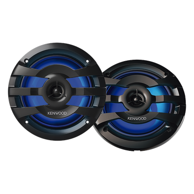 Par de altavoces fabricados en grado marinos en rejilla color negro de 6.5\" con iluminación led,  potencia máxima de 260 W