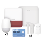 (AX PRO) KIT de Alarma AX PRO con GSM (3G/4G), Wi-Fi y Ethernet / Incluye: 1 Hub  con batería de respaldo / 2 Sensores PIR / 3 Contactos Magnéticos Slim / 1 Control Remoto / 1 Sirena Roja Inalambri