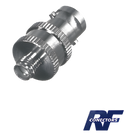 Adaptador de Conector RF / BNC Hembra a SMA Hembra / Montaje en Línea / Cuerpo Niquelado / Contacto de Oro / Aislante de Teflón