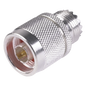 Adaptador en Línea, de Conector N Macho a UHF Hembra (SO-239), Plata/ Oro/ Teflón.