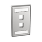 Placa de Pared Vertical, Salida Para 2 Puertos Keystone, Con Espacios Para Etiquetas, de Acero Inoxidable