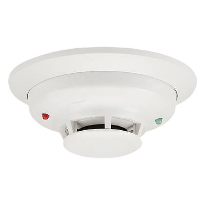 Detector fotoeléctrico de humo de 2 hilos con sensor térmico fijo a 57 grados C, para sistemas convencionales