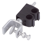 Sujetador de cables / 2x coaxial 1/2 pulgada / Montaje angular / Acero inoxidable 304 / -40°C a +85°C