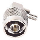 Conector Coaxial N Macho / Ángulo Recto / Anillo Plegable / Cables RG-58/U, RG-142/U, LP-195 / Níquel / Oro / Teflón