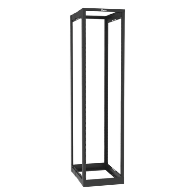 Rack de Cuatro Postes Estándar de 19\", Rieles Roscados #12-24, Profundidad Ajustable de 23 a 42 in, 45 Unidades de Rack, Color Negro