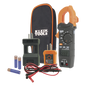 Kit de Amperímetro de Gancho (400A CA) con Probador de Fase y Divisor (para medir corriente sin cortar el cable).