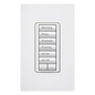 Teclado híbrido C•L de 6 botones con subir/bajar y atenuador integrado de 450 W (100 W en LED/CFL), requiere neutro, para sistema RadioRA 2, color blanco