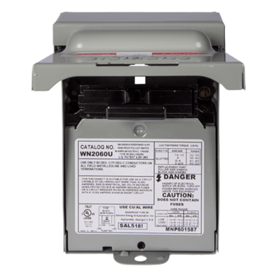 Interruptor de seguridad 2x60Amp. Nema 3R, Sin Portafusible