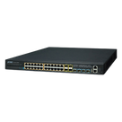 Switch Administrable Stacking Capa 3 / 24 Puertos PoE+ Gigabit / 4 SFP+ 10G / 370W PoE Total / 128 Gbps Throughput