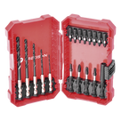Juego de Puntas y Brocas / 18 Piezas / Entrada Hexagonal 1/4\" / PH, Torx, Cuadradas / Brocas 2-6 mm / Estuche Organizador