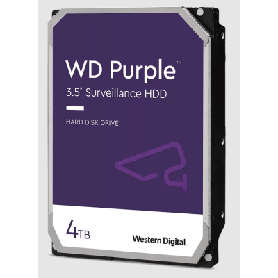 Disco Duro WD Purple Surveillance / 4TB / SATA 6Gb/s / 3.5\" / Tecnología AllFrame / 180TB año Workload / Soporte 64 Cámaras HD / 16 Bays / Componentes Anti-Corrosión / 3 Años Garantía