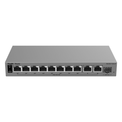 Switch Layer 2 Smart Cloud-Managed / 11 Puertos Gigabit / 8 Puertos PoE+ 70 W / 1 Puerto SFP Uplink / Protección 6 kV / Fanless