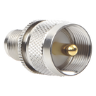 Adaptador de Conector RF / TNC Hembra a UHF Macho PL-259 / Montaje en Línea / Cuerpo Níquel / Contacto Oro / Aislante Teflón