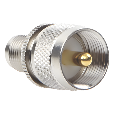 Adaptador en Línea de Conector TNC Hembra a UHF Macho (PL-259), Níquel/ Oro/ Teflón.