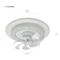 Ventilador de Techo con Luminario LED de 110 V CA 50/60 Hz /  88 W / 3 Tonos de Luz (6500 - 4 000 - 2 700 K) / Con giro 360° / Diámetro 495 mm / 6 Velocidades / Dimeable.