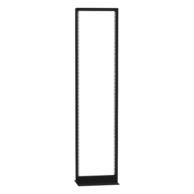 Rack de 2 Postes (Doble Perforación), Estándar 19\", 45 Unidades, Fabricado en Acero, Base \"L\" para Anclar a Piso.