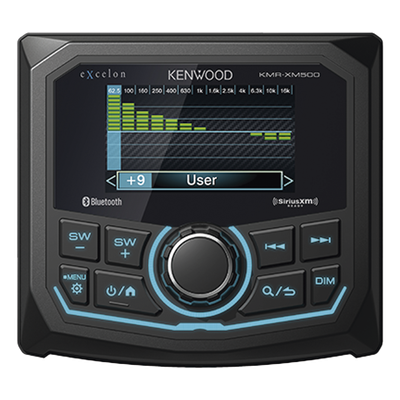 Estéreo marino sumergible IP66, con pantalla de 2.7 pulgadas, conexión Bluetooth, iluminación multicolor variable, con entrada USB