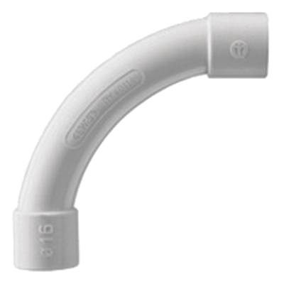 Curva de radio estrecho para tubería rígida, recomendado para cables de datos, PVC Auto-extinguible, de 40 mm