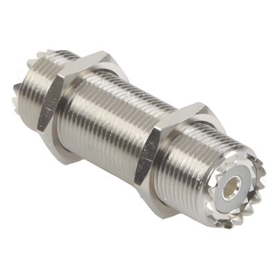 Adaptador Pasamuros de Doble UHF Hembra (SO-239), Montaje para Panel con Rosca Estándar.