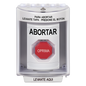 Botón de Abortar, Bocina de Advertencia Integrada, Texto en Español, Tapa Protectora de Policarbonato Súper Resistente con Espaciador, Restablecimiento con Llave