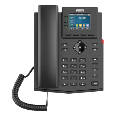 Teléfono IP empresarial para 4 líneas SIP con pantalla LCD de 2.4 pulgadas a color, Opus y conferencia de 3 vías, PoE.