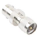 Adaptador de Conector / Mini UHF Macho a BNC Hembra / Montaje en Línea / Cuerpo Bronce Niquelado / Contacto Oro / Aislante Teflón