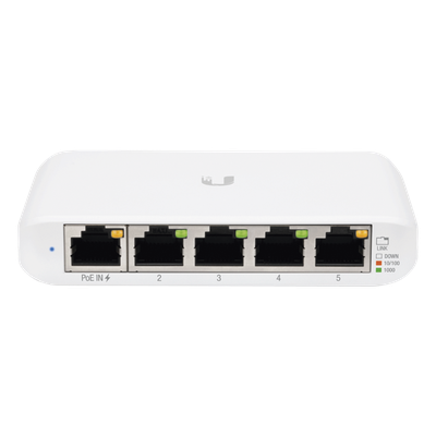 Switch UniFi Administrable Compacto de 5 Puertos 10/100/1000 Mbps, soporta entrada de PoE 802.3af/at