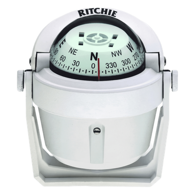 Brújula de Navegación Marítima Ritchie B-51W / Montaje en Bracket / Dial 2\" (51 mm) / Iluminación Nocturna Verde / DirectiveForce Magnets / Construcción Compuesta Alta Temperatura / 100% Reparable