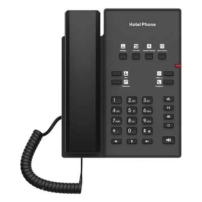 Teléfono IP para Hotelería, profesional con 8 teclas programables para servicio rápido, plantilla personalizable con PoE