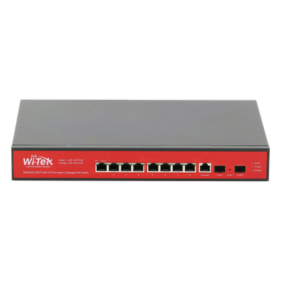 Switch Administrable Capa 2 de 8 puertos 10/100/1000 PoE af/at + 2 x SFP Gigabit, con respaldo para energía solar