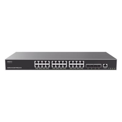 Switch Capa 3 Administrable / 24 puertos 10/100/1000 Mbps + 4 Puertos SFP+ de 10 Gigabits / Compatible con GWN Cloud.