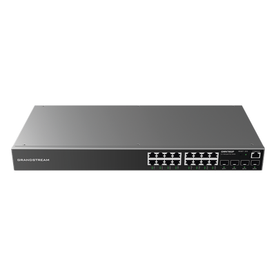 Switch Gigabit PoE+ Administrable / 16 puertos 10/100/1000 Mbps + 4 Puertos SFP Uplink / Hasta 240W / Compatible con GWN Cloud.
