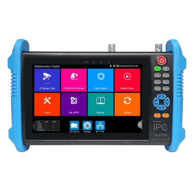 Tester de Video Profesional | Pantalla 7\"|  Prueba IP/HD/Analógicas | TVI/CVI/AHD/CVBS | IP ONVIF | 4K/8K | H.264/H.265 | HDMI | PTZ | Scanner IP | TDR | Salidas 12V/24V/PoE | Activación Simultane