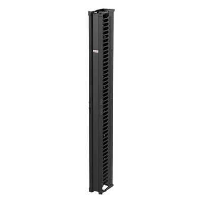 Organizador Vertical CableTek, Sencillo (Solo Frontal), Para Rack Abierto de 45 Unidades, 6 in de Ancho, Color Negro
