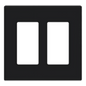 Placa de pared Claro de 2 espacios sin tornillos visibles, acabado negro brillante, para atenuadores, apagadores y controles Pico de Lutron