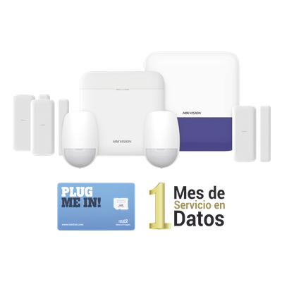 (AX PRO) KIT de Alarma AX PRO con GSM (3G/4G) / Incluye: 1 Hub / 2 Sensores PIR / 3 Contactos Magnéticos mini / 1 Control Remoto / 1 Sirena Inalambrica Exterior  / 1 WiFi / 1 MICROSIM30M2M con 1 me