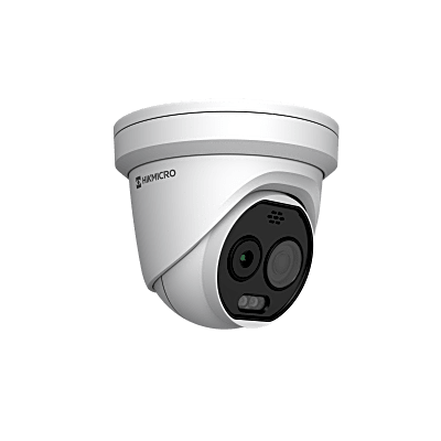 (HIKMICRO) Turret IP Bi-espectral (Térmica + Óptica) / Lente Térmico 2.1 mm (256 X 192) / Lente Óptico 2.2 mm (5 Megapixel) / Detección de Temperatura (-20°C a 650°C) / IA con GUANLAN / Dual Light