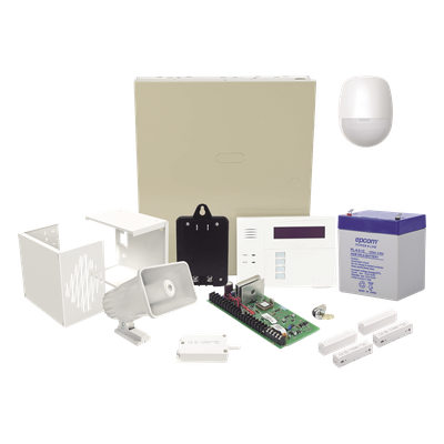 Kit de panel de alarma cableado VISTA-48 con teclado-receptor 6160RF, sensor de movimiento, contactos magnéticos y sirena