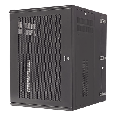 Gabinete PanZone de Montaje en Pared, de 19in, Puerta Ventilada, 18 UR, 762mm de Profundidad, Color Negro